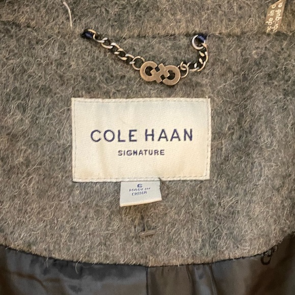 Gray Cole Haan Wool Belted Hooded Walker - Picture 5 of 7